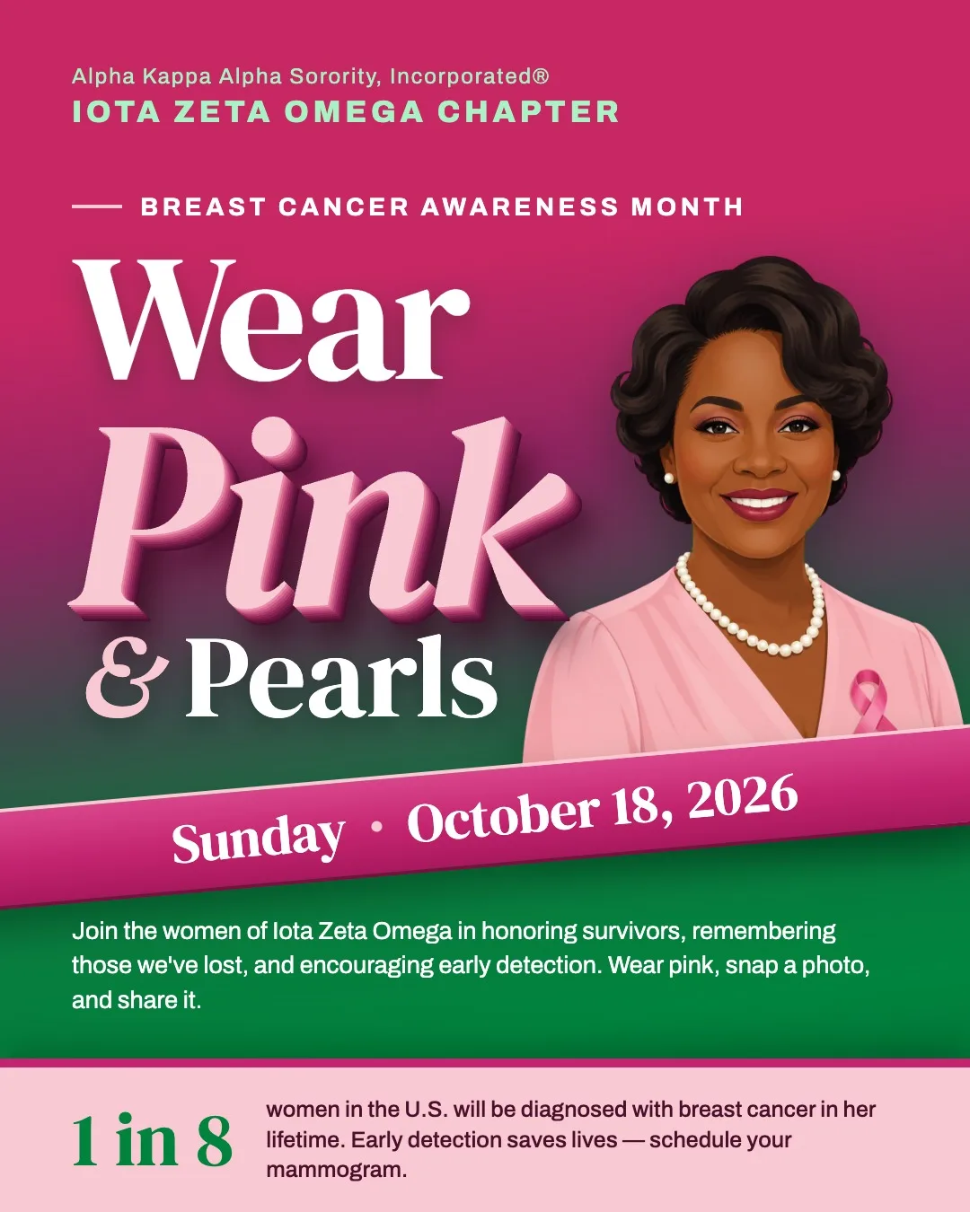 Wear Pink & Pearls – October 18 flyer